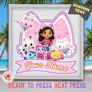 Personalized Birthday Girl Dtf Transfer, Kids Birthday Heat Transfer, Cute Kids Birthday Party Cat Dollhouse Ready To Press, Dtf Gang Sheet