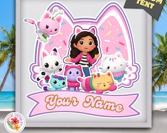 Personalized Birthday Girl Dtf Transfer, Kids Birthday Heat Transfer, Cute Kids Birthday Party Cat Dollhouse Ready To Press, Dtf Gang Sheet