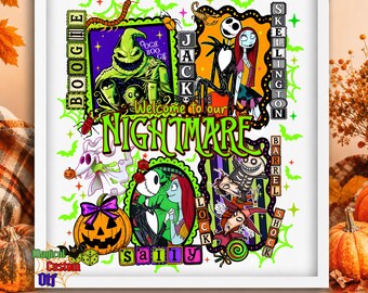 Welcome to Our Nightmare Dtf Transfer, Let's Boogie Halloween Ready To Press, Green Monster Pumpkin Heat Transfer, Spooky Halloween Shirt