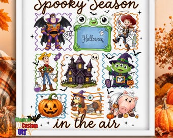 Spooky Season In The Air Dtf Transfer, Cute Monster Pumpkin Haunted House Ready To Press, Fall Spooky Vibe Shirt Heat Transfer, Disney Print