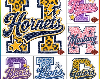 School Mascot Dtf Transfer, Leopard Print Team, Varsity Letter Tee Ready To Press, Sports Team, Game Day Shirt Heat Transfer, Dtf Gang Sheet