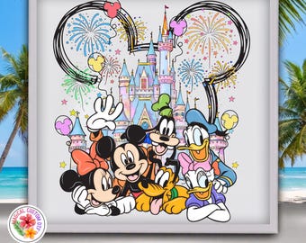 Magical Park Mickey and Friends Dtf Transfer, Magical Kingdom Fireworks Castle Ready To Press, Disney Family Vacation Shirt Heat Transfer