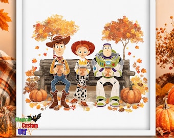 Fall Toy Friends Dtf Transfer, Cowboy Space Ranger Ready To Press, Thanksgiving Trip Iron on Heat Transfer, Cute Fall Vacation Shirt Print