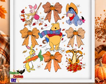 Fall Honey Bear Friends Dtf Transfer, Thanksgiving Pumpkin Ready To Press, Autumn Season Shirt Heat Transfer, Cute Fall Bear Bows Iron on