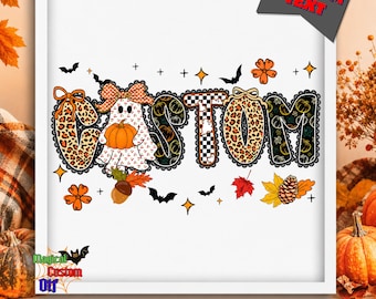Custom Halloween Mama DTF Transfer, Ghost Pumpkin Cherries, Ready To Press, Pumpkin Spice Heat Transfer, Personalized Spooky Season Shirt
