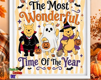 Spooky Yellow Bear Halloween Dtf Transfer, The Most Wonderful time Of The Year Ready To Press, Spooky Season Pumpkin Bear Tee Heat Transfer