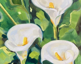 Calla Lilies, 8x10x1" oil on panel