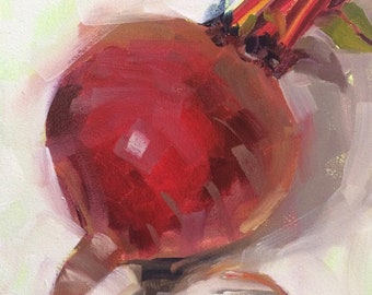 The Beet, Original Oil Painting by Bridget Hobson, 6x8 inch, free domestic shipping