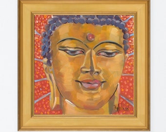 Oil Painting Art Print, Buddha Painting Print, Wall Art Print, Oil Painting Nepalese Buddha, Alla Prima Art, Joyful Painting