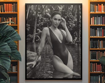 Vintage Megan Fox Poster | Iconic Celebrity Wall Decor | Bold Glamour Aesthetic Print | Modern Fashion Art Room Decor Fan Gift