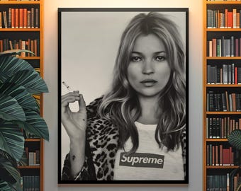 Zeitloses Kate Moss Poster | Kultige Supermodel Fashion Wall Decor | 1960er Jahre Vintage Fine Art Print | Raumdekor-Promi-Geschenk