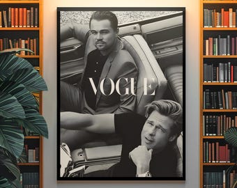 Leonardo DiCaprio x Brad Pitt Poster | Once Upon a Time in Hollywood | Iconic Hollywood Duo Wall Art | Vintage Cinema Room Decor