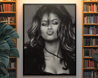 Minimalistisches Zendaya Poster | Kultige Fashion & Film Wanddekoration | Mutiger moderner Promi ästhetischer Druck | Raum Dekor Fan Geschenk