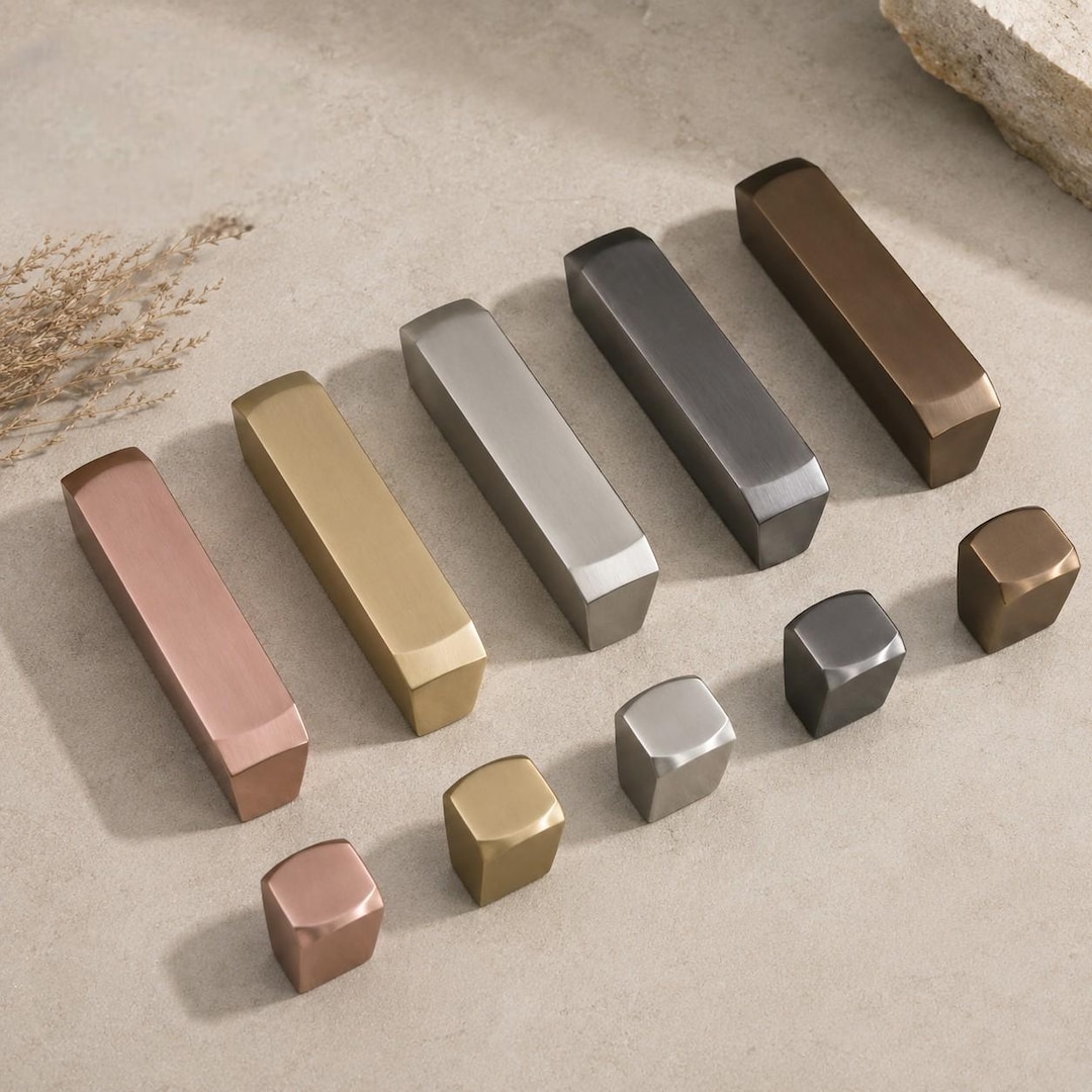 Metallic Handle Modern Metal Cabinet Handle Rose, Gold, Matte Brass, Inox, Smoke ...