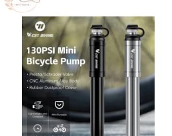 WEST BIKING Mini Bike Pump 130PSI, Portable Aluminum Alloy Bicycle Air Pump, Ultralight MTB Road Cycling Hand Pump