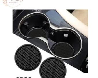 2PCS Rhinestone Car Cup Holder Coaster, Non Slip Rubber Water Cup Pad, Diamond Crystal Auto Interior Accessories, Anti Skid Car Mat 7cm