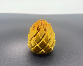 Articulated Golden Dragon Egg Fidget Toy, 3D Printed Sensory Desk Toy