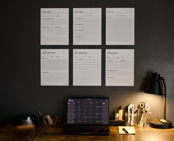 Printable Monthly Wall Planner System, Analog Productivity PDF