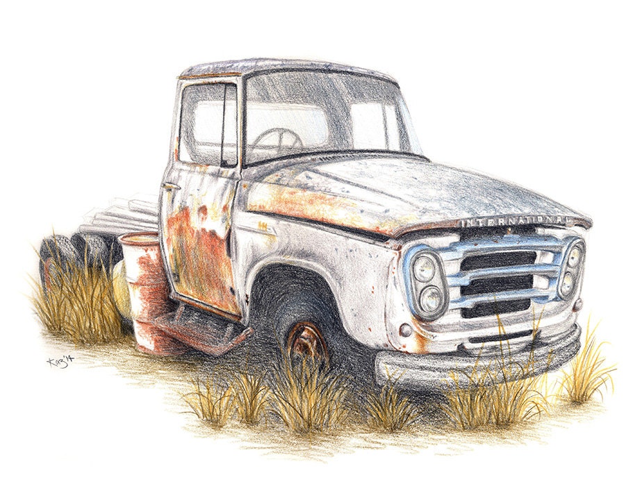 Rusty Truck Art Print Vintage Truck Vintage Car Old Truck Etsy