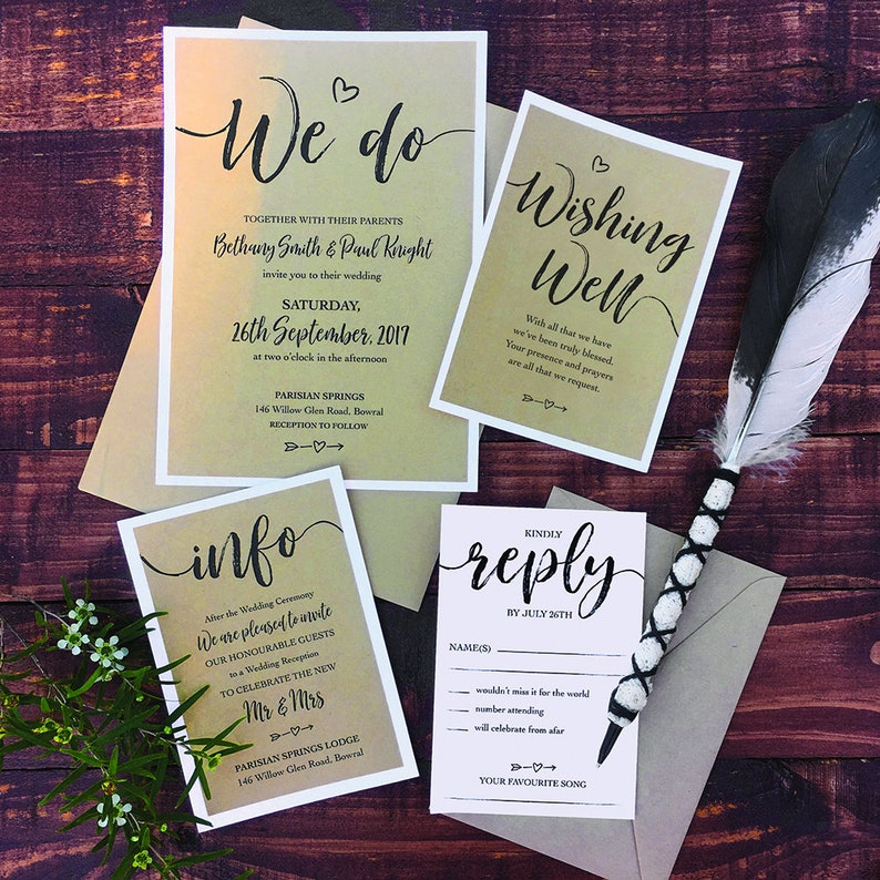 Paper & Party Supplies Paper PRINTABLE Rustic Wedding Invitation Set
