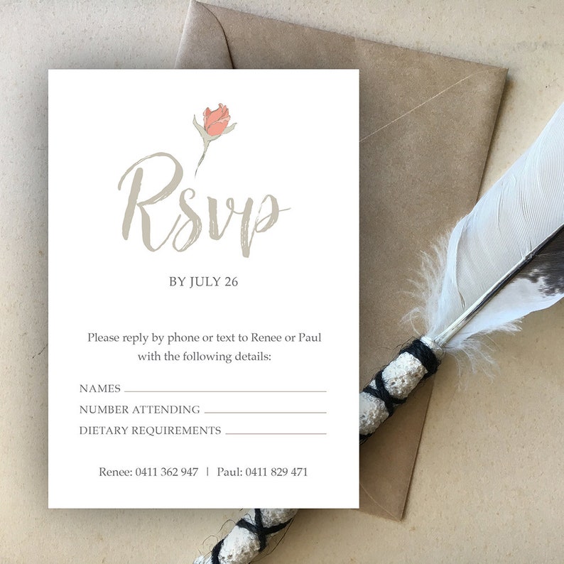 digital pale pink Print Ready PDFs PRINTABLE Boho Rose Wedding Invitation PDFs floral Customised Design greenery fairytale grey