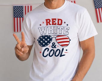 Red White Patriotic Sunglasses T-Shirt – Fourth of July Graphic Tee
