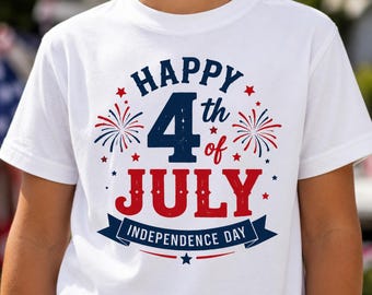 4th of July kids shirt patriotic tee boys girls USA flag Independence Day fireworks youth t shirt toddler baby 250th anniversary