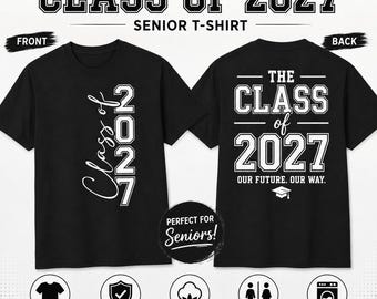 Class of 2027 Senior T-Shirt, Unisex Cotton Blend Graduation Tee