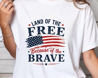 4th of July shirt Land of the Free Because of the Brave T Shirt American flag shirt patriotic shirt Independence Day USA shirt family