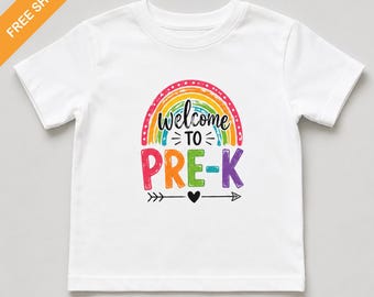 Rainbow Cotton Pre-K Toddler T-shirt: Personalized Name Back to School Top