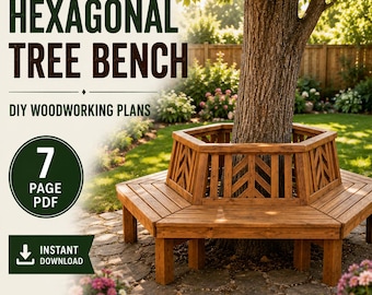 Planos para construir un banco hexagonal para árbol / Plano de banco de jardín envolvente (PDF)