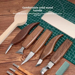 プロ用木彫りツールセット、フックナイフ＆ノミキット、スプーン彫刻ツール、人間工学に基づいた木彫りセット、DIY木工ツール