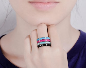 Stapelbare emailring met kristalsteen Kleurrijke moderingkleur Cadeau