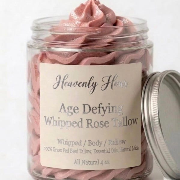 Rose Age Defying Whipped Tallow 100% Grass Fed Beef Tallow