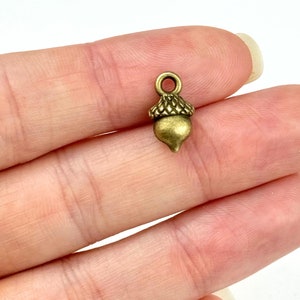 May include: A gold-toned acorn charm with a loop for attaching to jewelry or crafts.