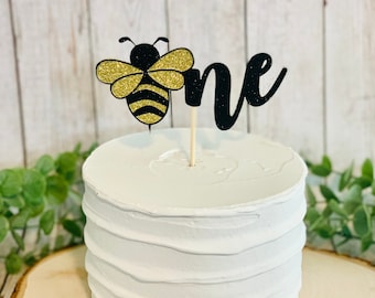 Bumble Bee Cake Topper/ Happy 1st Bee Day/ Bee Birthday Party/ Smash Cake/ Fun to Bee One/ 1 Topper