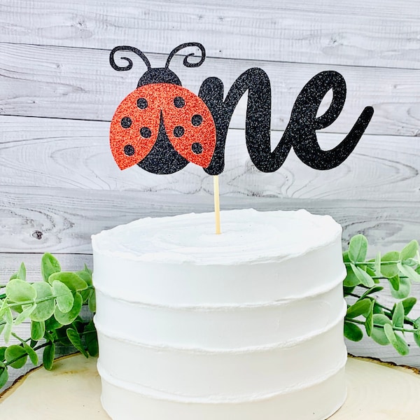 Ladybug Cake Topper/ Ladybug Decorations/ Little Lady 1st Birthday Party Decor/ Ladybug Baby Shower/ Spring Party/ 1 Topper