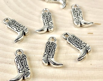 4 Silver Cowboy Boot Charms/ Western Charms/Cowboy Jewelry/ Cowboy Boot Pendant/ Cowboy/ Western/ Jewelry Making Supplies