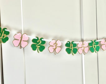 St. Patrick's Day Photo Banner/ Shamrock Milestone Banner/ Four Leaf Clover Birthday Decor/ Lucky One Birthday/ Two Lucky Banner