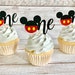 12 Mickey Mouse Cupcake Toppers, First Birthday, Disney Party, Mickey One Toppers 