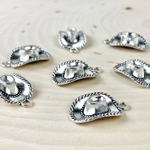 4 Silver Cowboy Hat Charms/ Western Charms/Cowboy Jewelry/ Cowboy Hat Pendant/ Cowboy/ Western/ Jewelry Making Supplies