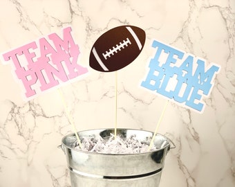 3 Football Gender Reveal Centerpieces, Team Pink Vs Team Blue, Boy Vs Girl, Football Helmet, Football Baby Shower Party Decor