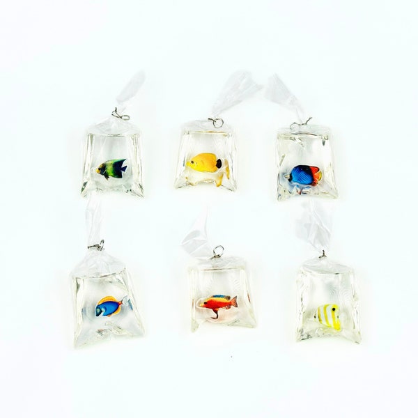 Fish In A Bag/ Fish In A Bag Charms/ Fish Pendants/ Colorful Fish/ Jewelry Making Supplies/ DIY Supplies