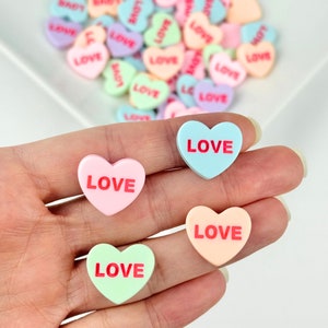 5 gesprek hart snoep cabochons/liefde/hars snoep harten/valentijn bedels/valentijnsdag sieraden benodigdheden/plaksteen
