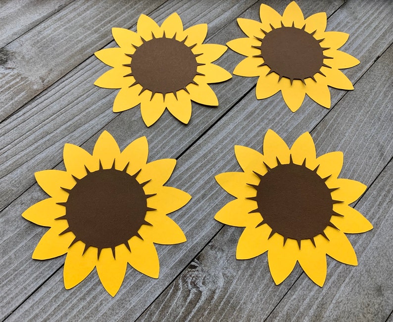 20 Sunflower Die Cuts Sunflower Confetti Flower Decor Etsy