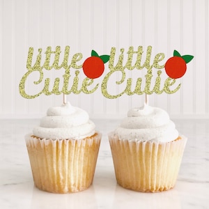 Little Cutie Cupcake Toppers/ Little Cutie/ Citrus/ Clementine/ Little Cutie Is On The Way/ Fruit Birthday Party/ Cutie Baby Shower/ 12 pcs