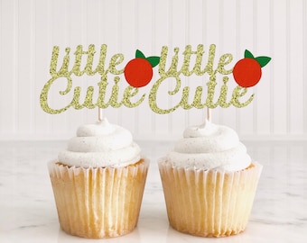 Ozdoby na babeczki Little Cutie/ Little Cutie/ Citrus/ Clementine/ Little Cutie Is On The Way/ Fruit Birthday Party/ Cutie Baby Shower/ 12 szt.
