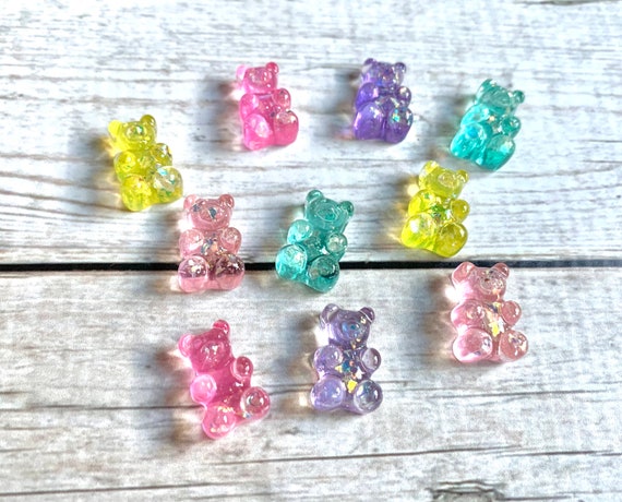 10 pcs Cute Gummy Bear Resin Charms Necklace Pendant Earring Jewelry DIY