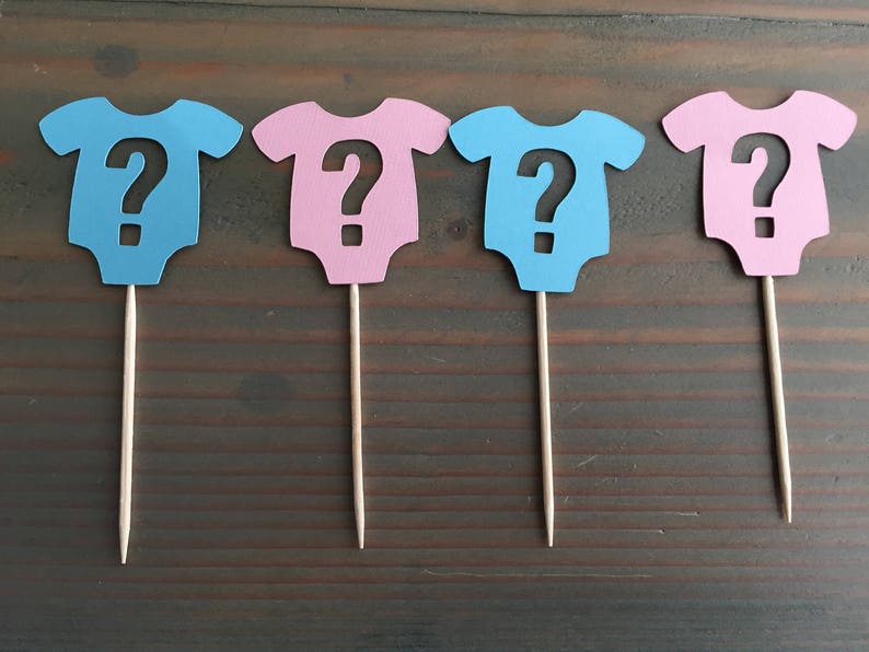 12 Gender Reveal Baby Onesie Cupcake Toppers Pink and Blue Etsy UK