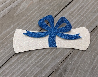 Diploma Cut Outs, Glitter Diploma With Bow, Die Cuts, Graduation Centerpieces, Graduation Party Decor, 12 pieces